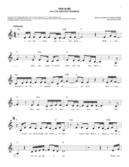 page one of This Is Me (from The Greatest Showman) (Easy Lead Sheet / Fake Book)
