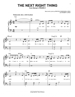 page one of The Next Right Thing (from Disney's Frozen 2) (Easy Piano)