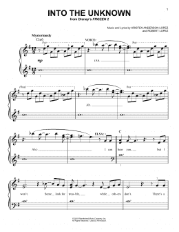 page one of Into The Unknown (from Disney's Frozen 2) (Easy Piano)