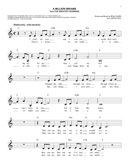 page one of A Million Dreams (from The Greatest Showman) (Easy Lead Sheet / Fake Book)