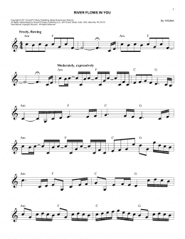 page one of River Flows In You (Easy Lead Sheet / Fake Book)