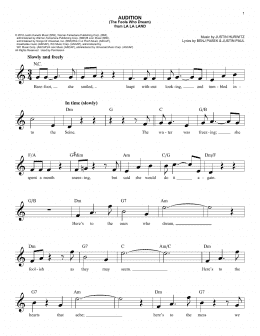 page one of Audition (The Fools Who Dream) (from La La Land) (Easy Lead Sheet / Fake Book)