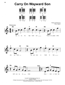 page one of Carry On Wayward Son (Super Easy Piano)