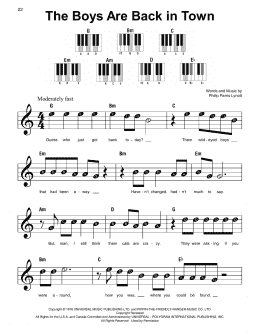 page one of The Boys Are Back In Town (Super Easy Piano)