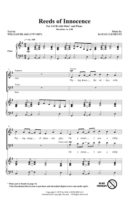 page one of Reeds Of Innocence (SATB Choir)