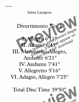 page one of Divertimento No. 1 V. Allegretto