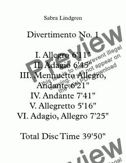 page one of Divertimento No. 1  VI. Adagio, Allegro