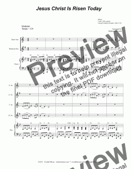page one of Jesus Christ Is Risen Today (for Saxophone Quartet and Piano)