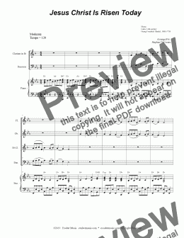 page one of Jesus Christ Is Risen Today (for Woodwind Quartet and Piano)