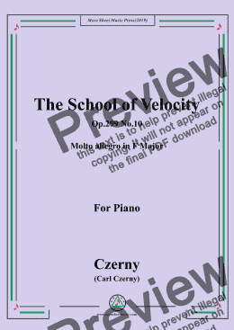 page one of Czerny-The School of Velocity,Op.299 No.10,Molto allegro in F Major