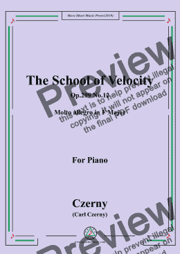 page one of Czerny-The School of Velocity,Op.299 No.12,Molto allegro in F Major