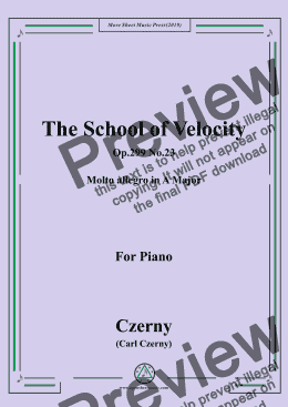 page one of Czerny-The School of Velocity,Op.299 No.23,Molto allegro in A Major