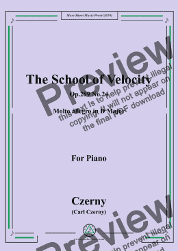 page one of Czerny-The School of Velocity,Op.299 No.24,Molto allegro in D Major