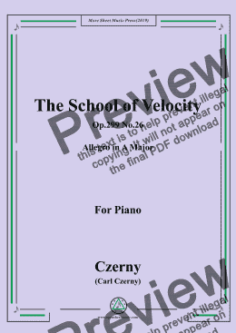 page one of Czerny-The School of Velocity,Op.299 No.26,Allegro in A Major