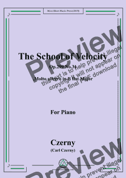 page one of Czerny-The School of Velocity,Op.299 No.31,Molto allegro in B flat Major