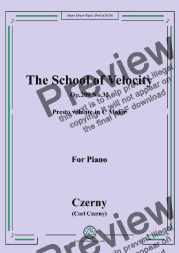 page one of Czerny-The School of Velocity,Op.299 No.32,Presto volante in C Major