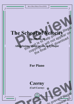 page one of Czerny-The School of Velocity,Op.299 No.40,Allegrissimo, quasi presto in F Major