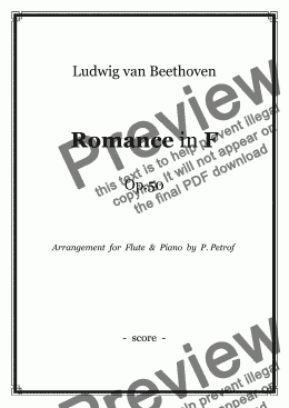 page one of L. van Beethoven - Romance in F Op.50 - Flute and Piano