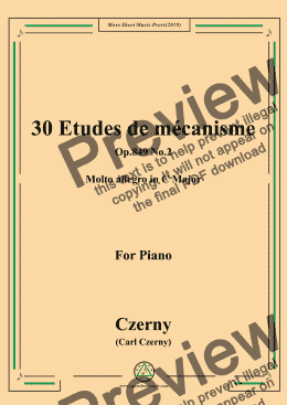 page one of Czerny-30 Etudes de mécanisme,Op.849 No.2,Molto allegro in C Major
