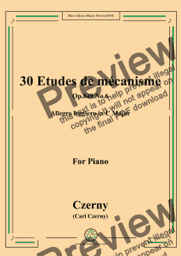 page one of Czerny-30 Etudes de mécanisme,Op.849 No.6,Allegro leggiero in C Major