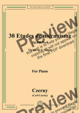 page one of Czerny-30 Etudes de mécanisme,Op.849 No.8,Vivace in C Major