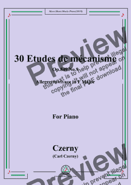 page one of Czerny-30 Etudes de mécanisme,Op.849 No.9,Allegretto vivace in F Major