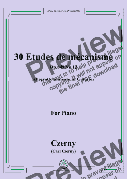 page one of Czerny-30 Etudes de mécanisme,Op.849 No.12,Allegretto animato in G Major