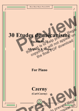 page one of Czerny-30 Etudes de mécanisme,Op.849 No.22,Allegro in E Major