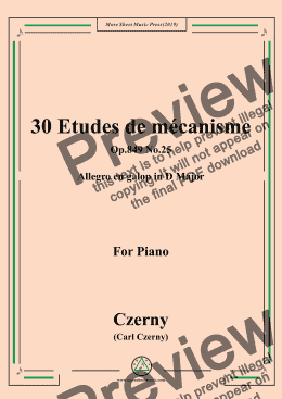 page one of Czerny-30 Etudes de mécanisme,Op.849 No.25,Allegro en galop in D Major