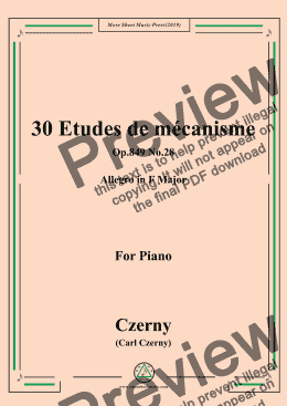 page one of Czerny-30 Etudes de mécanisme,Op.849 No.28,Allegro in F Major
