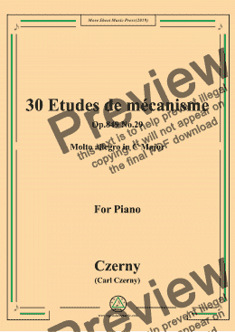 page one of Czerny-30 Etudes de mécanisme,Op.849 No.29,Molto allegro in C Major
