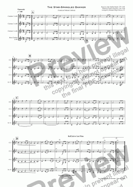 page one of The Star-Spangled Banner (American National Anthem) CLARINET QUARTET