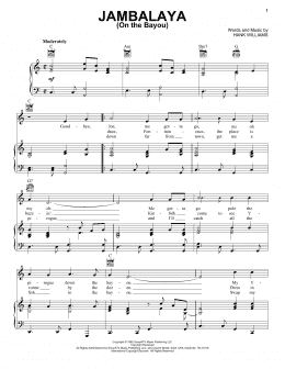 page one of Jambalaya (On The Bayou) (Piano, Vocal & Guitar Chords (Right-Hand Melody))