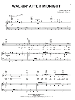 page one of Walkin' After Midnight (Piano, Vocal & Guitar Chords (Right-Hand Melody))
