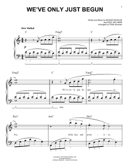 page one of We've Only Just Begun (arr. Phillip Keveren) (Easy Piano)
