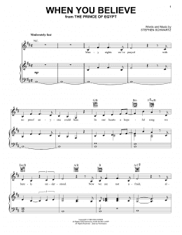 page one of When You Believe (from The Prince Of Egypt) (Piano, Vocal & Guitar Chords (Right-Hand Melody))