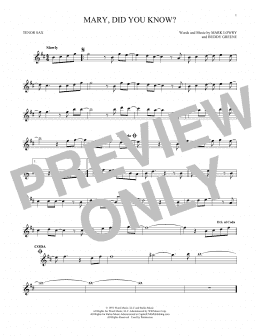 page one of Mary, Did You Know? (Tenor Sax Solo)
