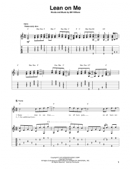 page one of Lean On Me (Solo Guitar)