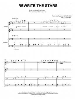 page one of Rewrite The Stars (from The Greatest Showman) (Piano Duet)