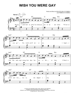 page one of wish you were gay (Easy Piano)