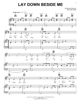 page one of Lay Down Beside Me (Piano, Vocal & Guitar Chords (Right-Hand Melody))