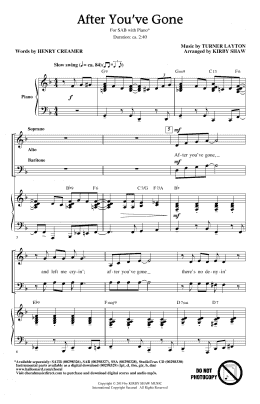 page one of After You've Gone (from One Mo' Time) (arr. Kirby Shaw) (SAB Choir)