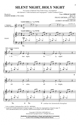 page one of Silent Night, Holy Night (arr. Audrey Snyder) (Unison Choir)