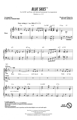 page one of Blue Skies (arr. Paris Rutherford) (SATB Choir)