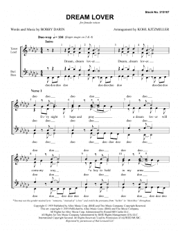 page one of Dream Lover (arr. Kohl Kitzmiller) (SSA Choir)
