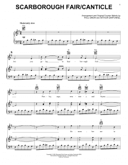 page one of Scarborough Fair/Canticle (Piano, Vocal & Guitar Chords (Right-Hand Melody))