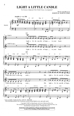 page one of Light A Little Candle (Unison Choir)
