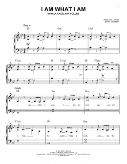 page one of I Am What I Am (from La Cage Aux Folles) (Easy Piano)