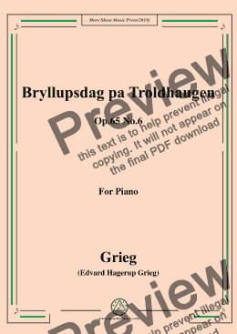 page one of Grieg-Bryllupsdag pa Troldhaugen Op.65 No.6