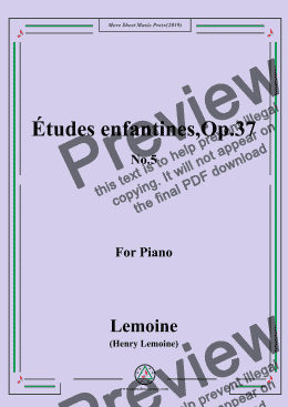 page one of Lemoine-Études enfantines(Etudes),Op.37,No.5
